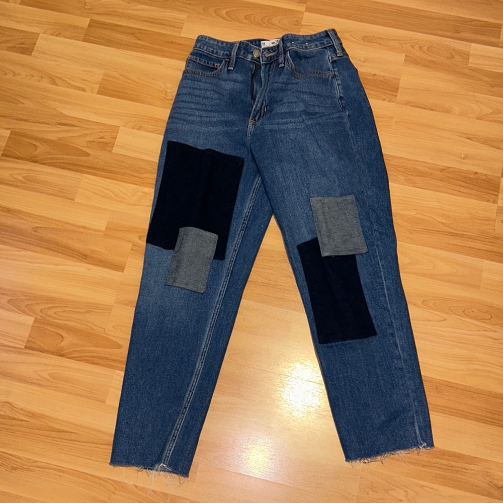 Hollister Curvy Straight Leg Patchwork Jeans